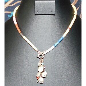 Beachy Sparkly Shell Y Drop Beaded Necklace